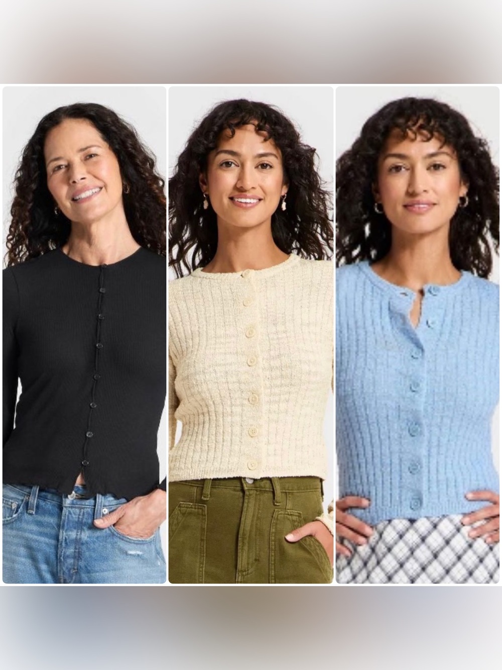 LOT of 3 GUC Size Medium Ribbed Button-Up Cardigans